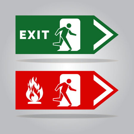 Warning exit for fire emergency sign and symbol graphic design vector illustrationのイラスト素材