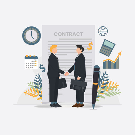 Businessman deal contract agreement illustrationのイラスト素材