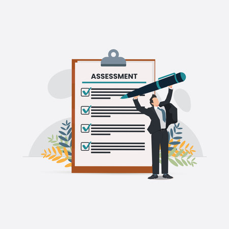Successful businessman passes the assessment vector illustrationのイラスト素材