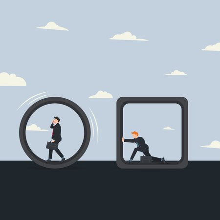 Two types of businessman at work. Effective and efficiency concept illustrationのイラスト素材