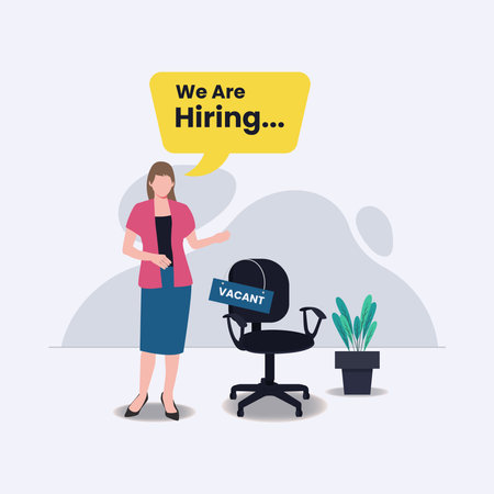 Chair with job vacancy. Business hiring and recruitment vector illustrationのイラスト素材