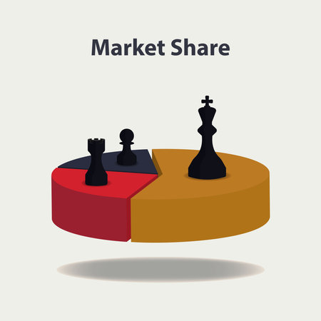 Pie chart with chess pieces. Market share concept vector illustrationのイラスト素材