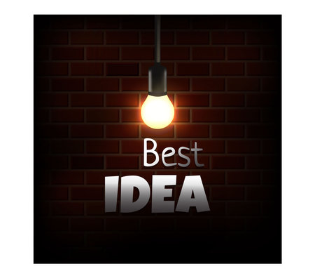 Best idea with light bulb in the dark with brick wall background vector illustrationのイラスト素材