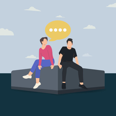 Couple is sitting and chatting design vector illustrationのイラスト素材
