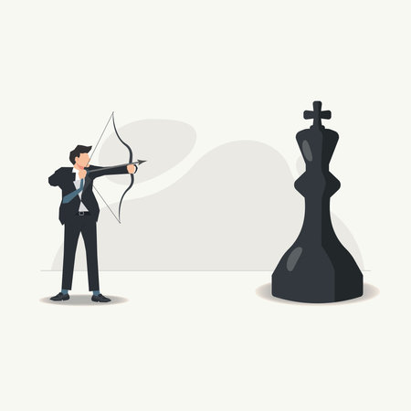 Businessman aiming arrow to the black chess king design vector illustrationのイラスト素材
