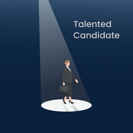Talented candidate female employees. Business hiring and recruitment concept vector illustrationのイラスト素材