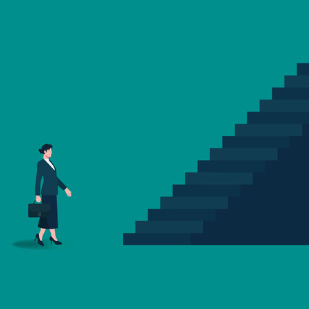 Businesswoman enter through the stairs vector illustrationのイラスト素材