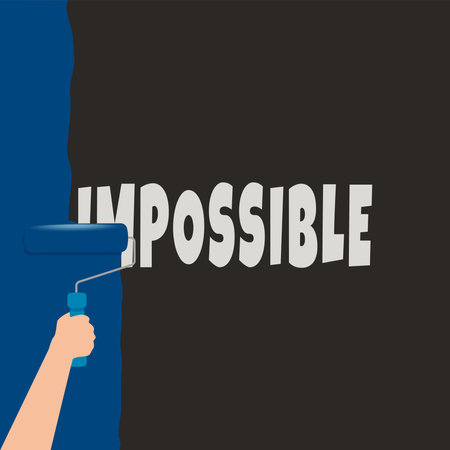 Hand painting change impossible to possible text on wall vectorのイラスト素材