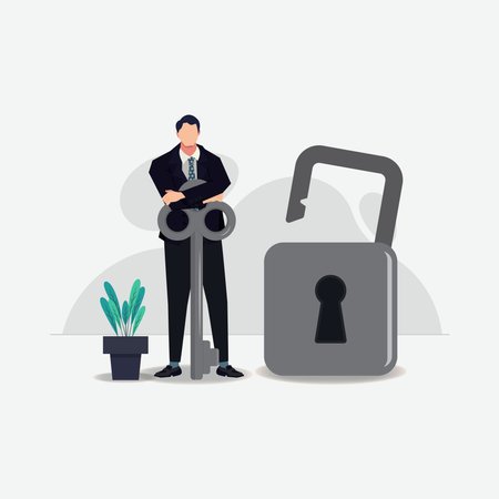 Open business key. New business, partner, job concept design vector illustrationのイラスト素材