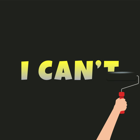 Hand painting T to change I CAN NOT become I CAN word vectorのイラスト素材