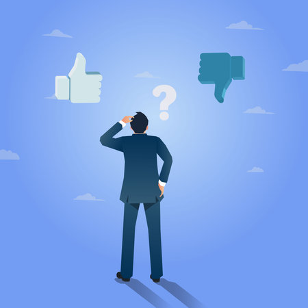 Businessmen standing looking at like and dislike symbols design vector illustrationのイラスト素材