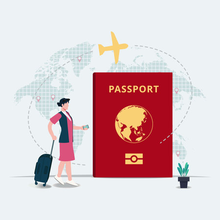 Woman traveling with passport design vector illustrationのイラスト素材