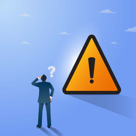 Businessman confuse with warning alert design vector illustration