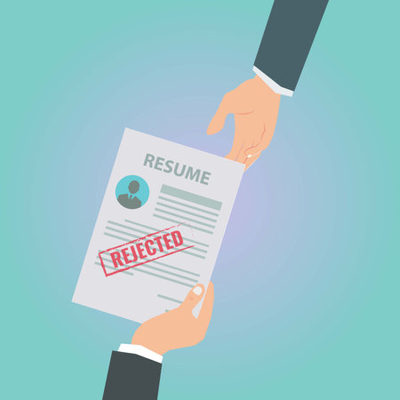 Hand hold rejected resume. Rejection job stock illustrationのイラスト素材