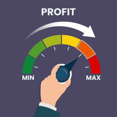 Hand turning profit dial to higher position vector illustrationのイラスト素材