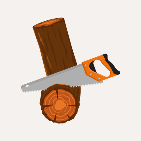 Sawing tree branches vector stock illustrationのイラスト素材