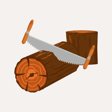 Sawing a big branch trees vector stock illustrationのイラスト素材