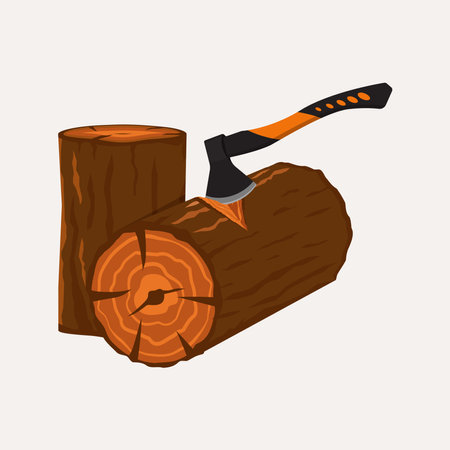 Spitting axes . Splitting wood concept vector illustrationのイラスト素材