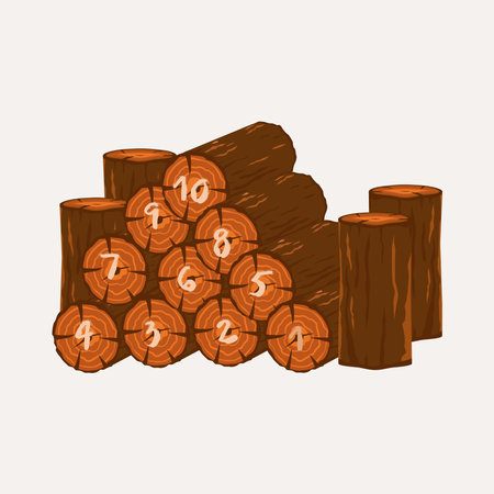 Pile pieces of wood with numbers stock illustrationのイラスト素材