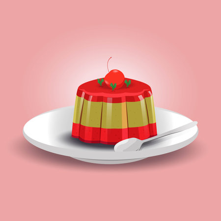 Red jelly with cherry design illustrationのイラスト素材