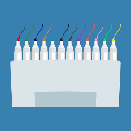 Twelve colors markers stock design illustrationのイラスト素材