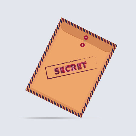 Vector Illustration of a Confidential Document Envelope with a Red âSecretâ Stamp and String Closureのイラスト素材