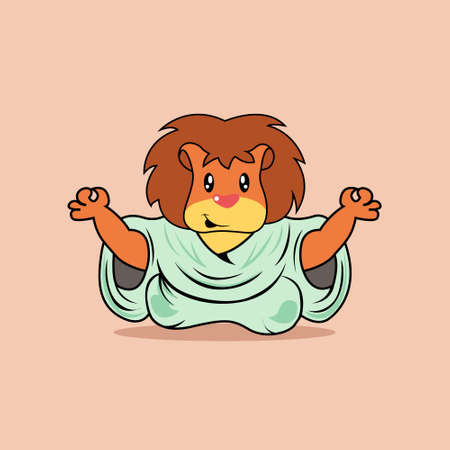 Illustration vector graphic of mascot lion is yogaのイラスト素材