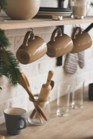 New Year's photo of the kitchen interiorの写真素材