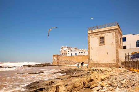 Essaouira, Morocco. View of the panorama of the city and the medieval old ancient medina of Essaouira. Landscape with the city.のeditorial素材