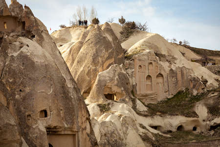 Goreme village, Turkey. Rural landscape of Cappadocia. Stone houses of Cappadocia.のeditorial素材
