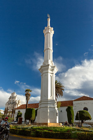 The Obelisk of the Freedom Tower monument in Sucre, Bolivia
