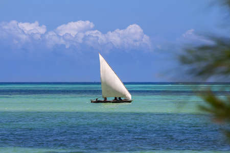 The Zanzibar boat is in the Indian Blue Ocean. Zanzibarの写真素材