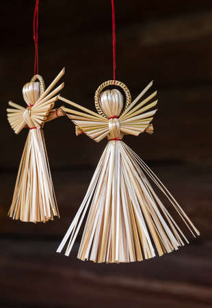 Decoration, home decoration. Angel made of straw.の写真素材