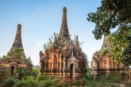 The ruins of In Dein .Lake Inle, Myanmar (Burma)の写真素材