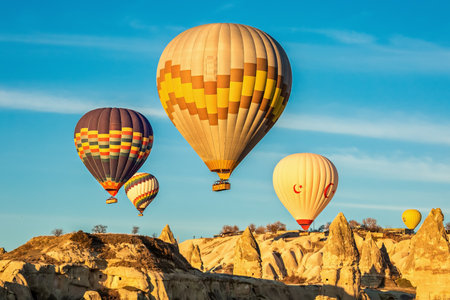 Balloon flight in Cappadocia at dawn. Turkeyの写真素材