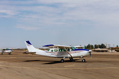 An airplane that makes a tour on the Aero Nazca line .Peruの写真素材