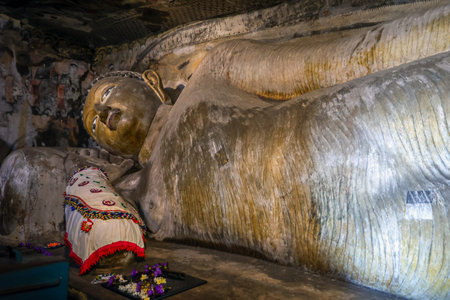Buddha statue at the Golden Cave Temple Dambulla, Sri Lankaの写真素材