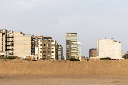 Huaca Pucllana Ancient Adobe Ruins in Miraflores, Lima, Peru