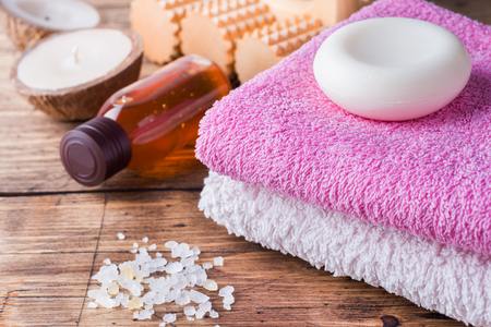 Soap and Terry towelの写真素材