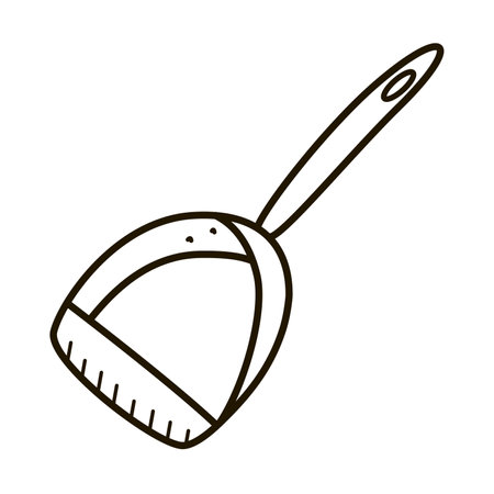 dust collector, dustpan icon for cleaning, vector contour template, doodle styleのイラスト素材