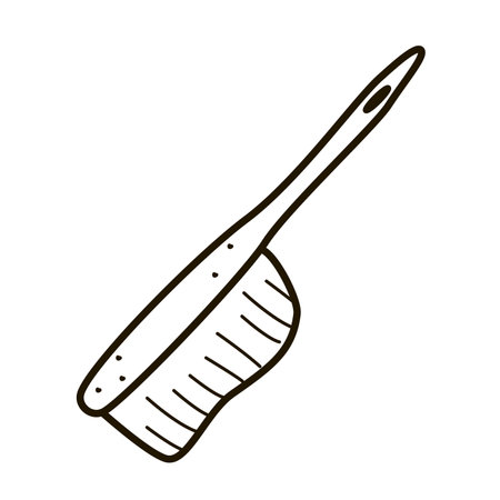 Icon of the cleaning brush, clean the dust surface, vector contour template, doodle style. household work,のイラスト素材