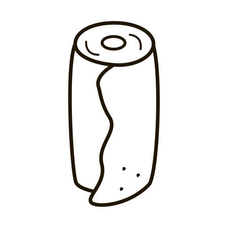 A roll of paper or textiles for cleaning and toilet, vector contour template, doodle styleのイラスト素材