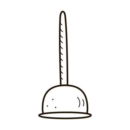 Toilet plunger icon on a white background, vector contour template, doodle styleのイラスト素材