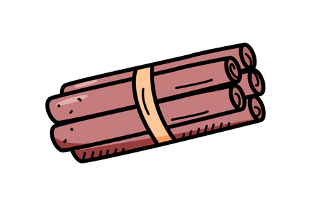 Cinnamon sticks set, vector illustration, doodle styleのイラスト素材