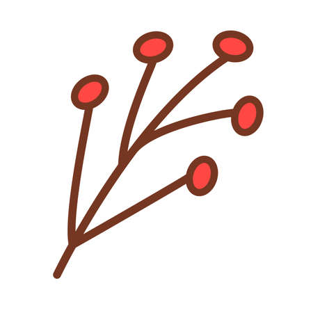A branch with berries is a cartoon flat style. Vector illustrationのイラスト素材