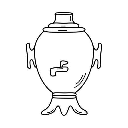 Samovar is a traditional Russian kettle for boiling water. samovar icon vector illustrationのイラスト素材