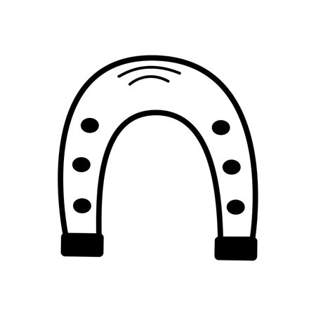 Horseshoe doodle style icon, vector illustration of a horseshoe on a white backgroundのイラスト素材