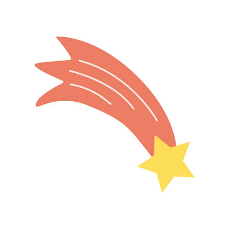 A cosmic star is flying or falling in space. Vector doodle illustrationのイラスト素材