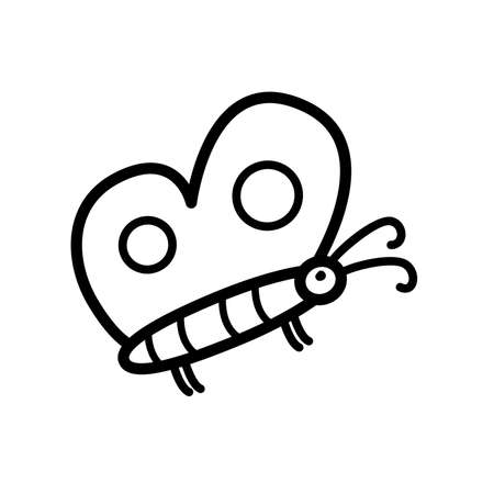 Cartoon butterfly vector illustration doodle, decorative elementのイラスト素材