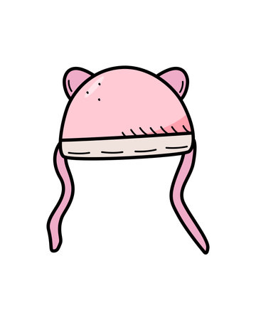 Baby hat with ears cartoon doodle. Vector illustration of a newborn baby hatのイラスト素材